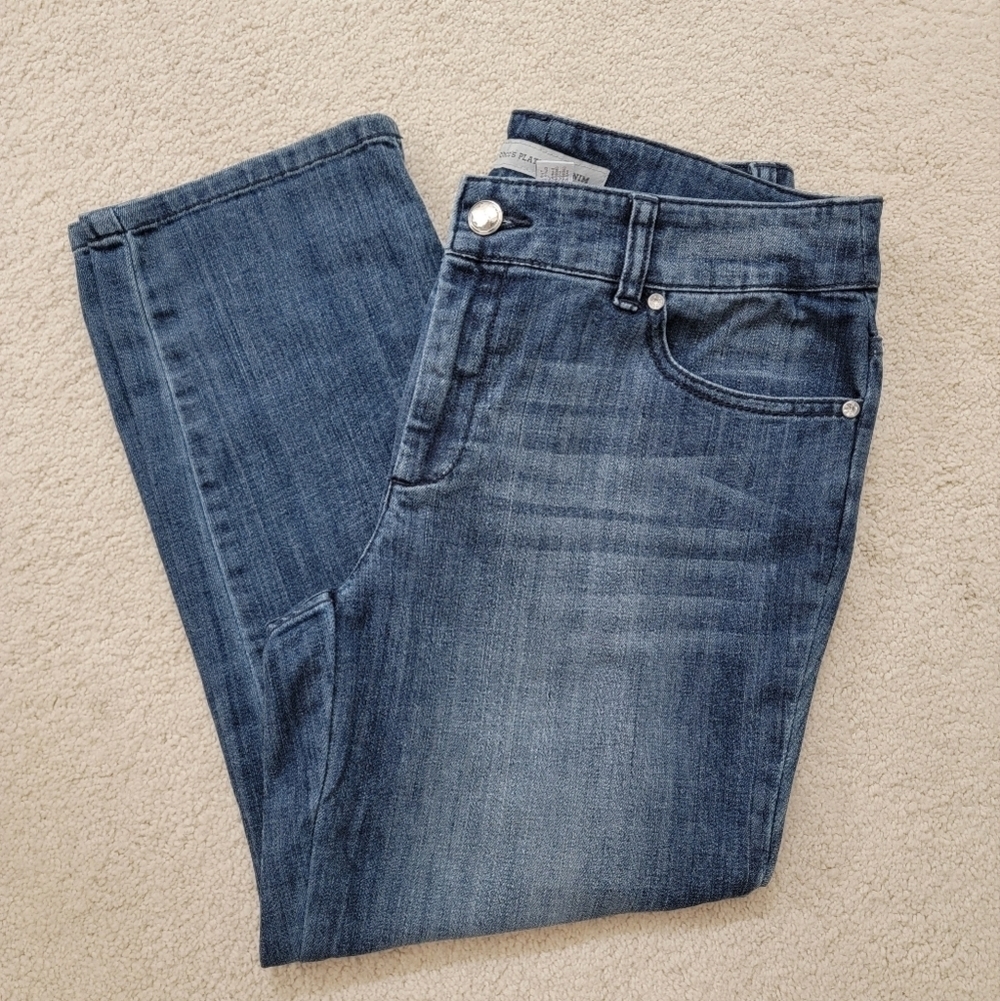 Chico's Platinum Ankle Denim Jeans W/Embellished Pocket